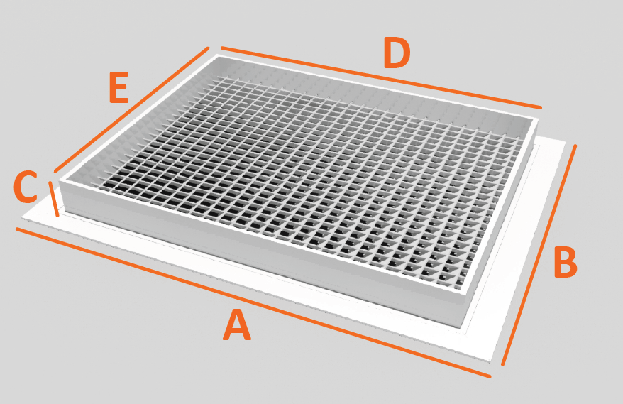 Baillindustrie - Grille de reprise + porte filtre - Dimensions grilles GRAB500X400
